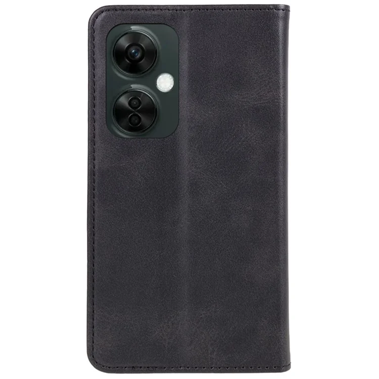 For OnePlus Nord CE 3 Lite 5G / N30 5G Leather Wallet Stand Phone Cover Calf Texture Drop-proof Case - Black