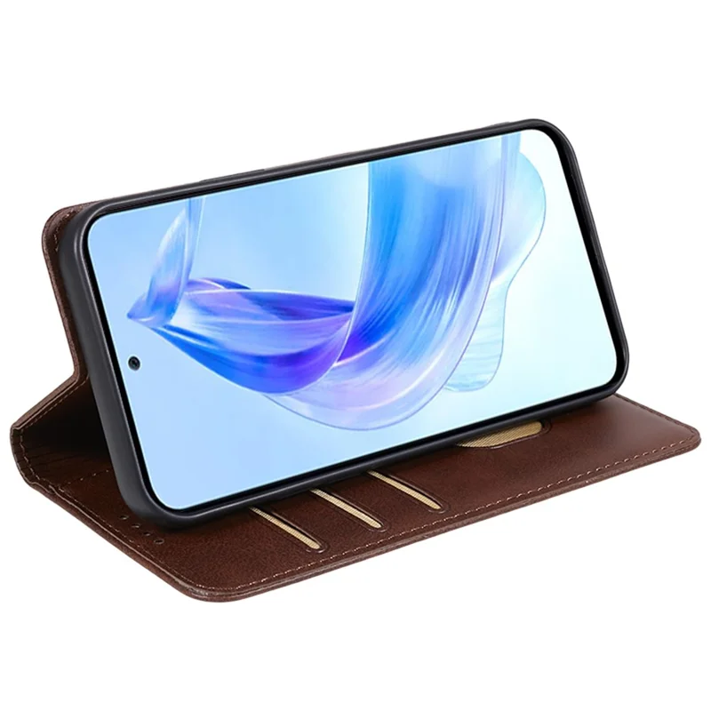 For Honor X40 5G / X9a 5G / Magic5 Lite 5G PU Leather Phone Case Calf Texture Wallet Stand Protective Cover - Brown