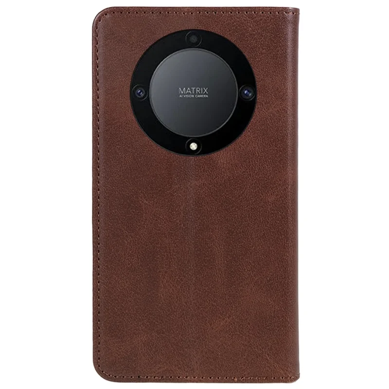For Honor X40 5G / X9a 5G / Magic5 Lite 5G PU Leather Phone Case Calf Texture Wallet Stand Protective Cover - Brown