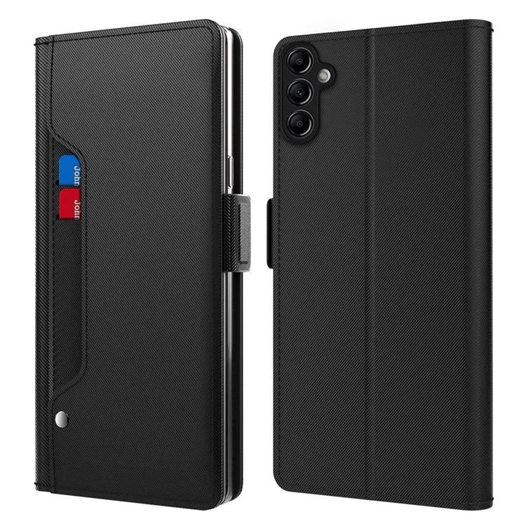Para Samsung Galaxy M54 5G / F54 5G Anti-scratch PU Leather Stand Case Mirror Design Card Holder Phone Cover - Preto