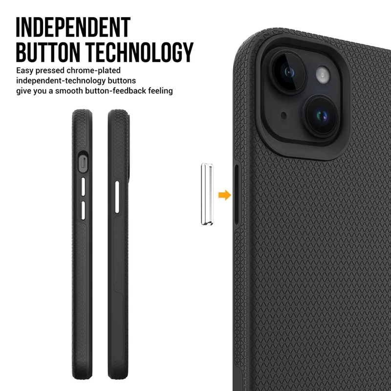 Étui de protection pour iPhone 15 avec anti-chute aux quatre coins, coque de protection en TPU+PC - Noir