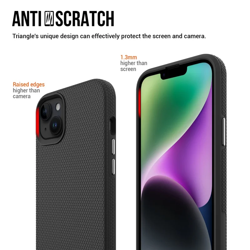 Étui de protection pour iPhone 15 avec anti-chute aux quatre coins, coque de protection en TPU+PC - Noir