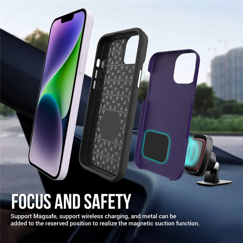 Four Corner Anti-drop Phone Case for iPhone 15 , TPU+PC Protective Phone Cover - Purple