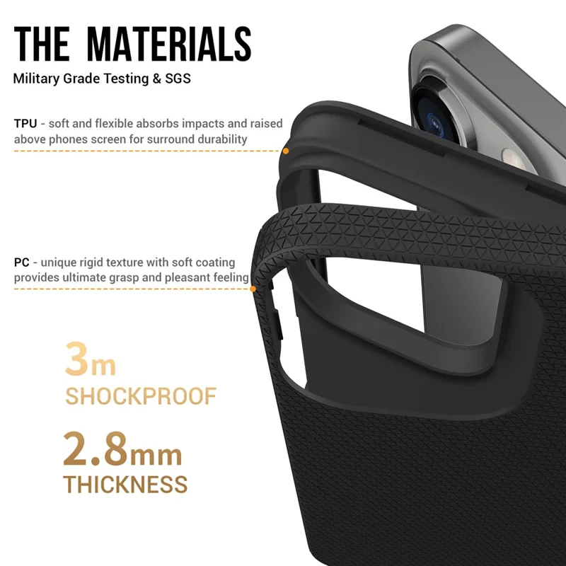 TPU+PC Dual Layer Phone Case for iPhone 15 Pro Max , Drop-proof Smartphone Cover - Black