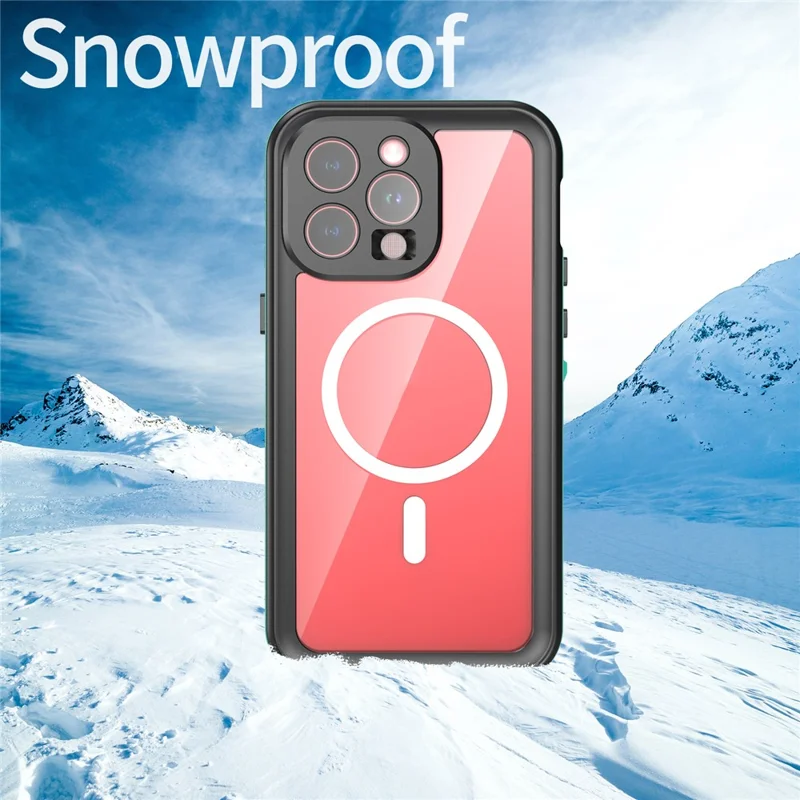 SHELLBOX Dot+ Series Magnetic Case for iPhone 15 Pro Max IP68 Waterproof Clear PC+TPU Phone Shell Compatible with MagSafe - Blue