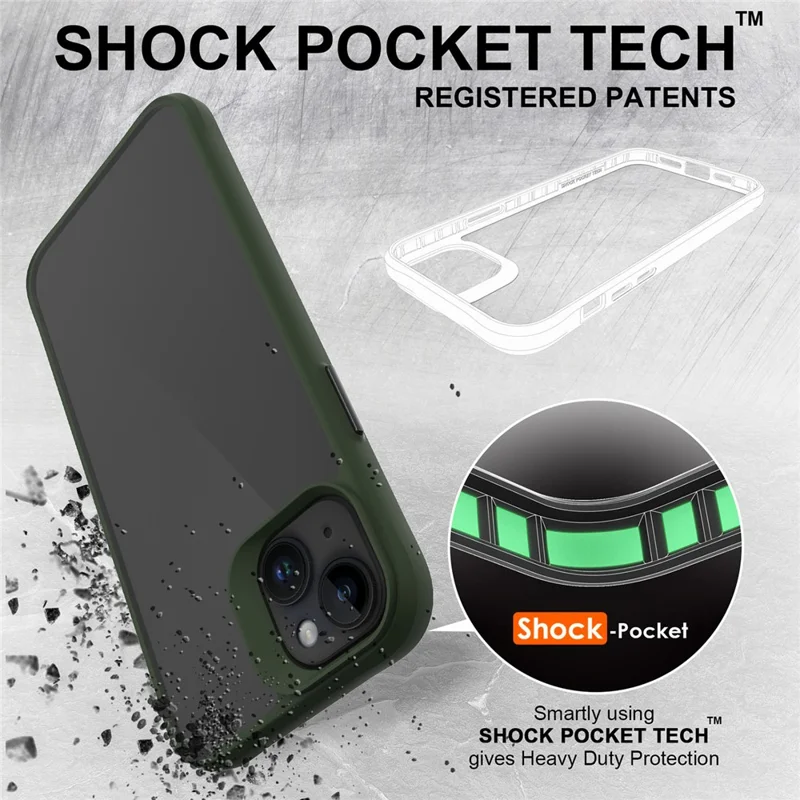 Combat X Mode Series for iPhone 15 Plus / 14 Plus TPU + PC Phone Case Four Corner Shockproof Back Cover - Army Green