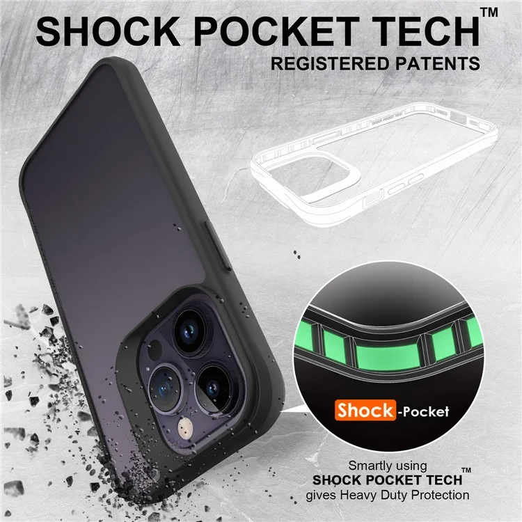 Combat X Mode Series for iPhone 15 Pro Four Corner Anti-drop Cover TPU + PC Cell Phone Case - Black