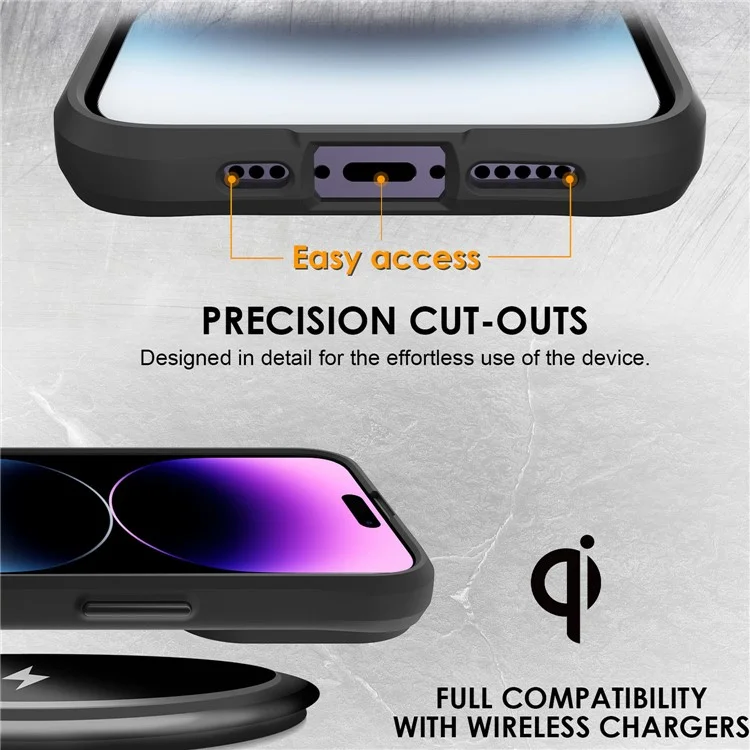 Combat X Mode Series for iPhone 15 Pro Four Corner Anti-drop Cover TPU + PC Cell Phone Case - Black