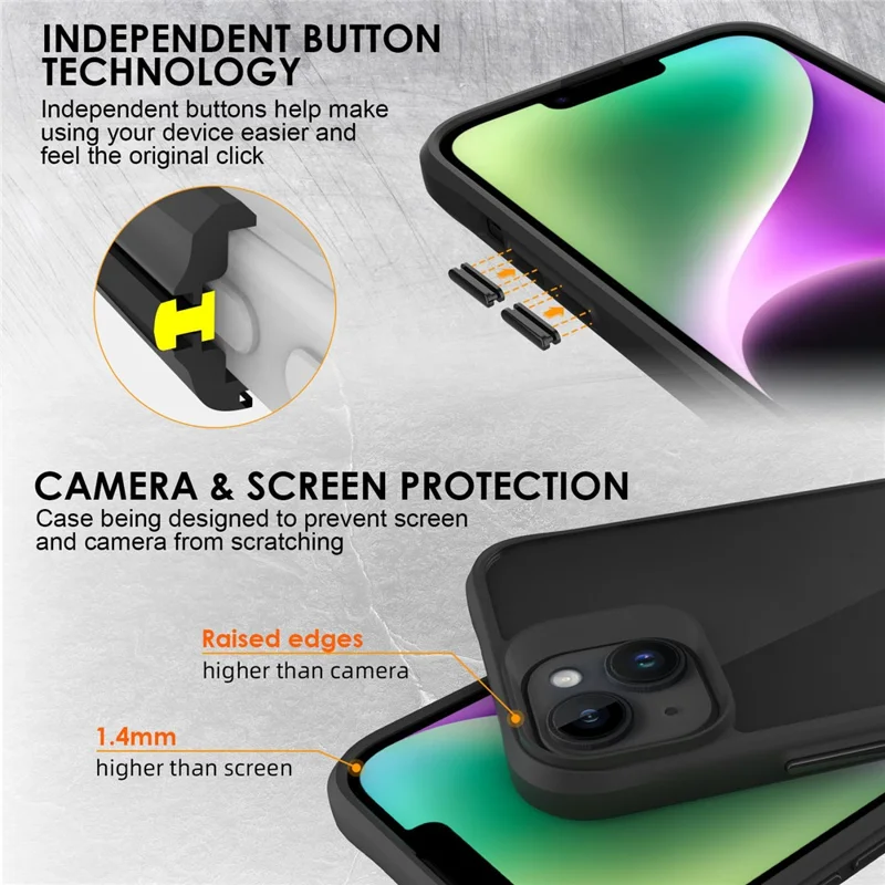 Combat X Mode Series for iPhone 15 Four Corner Shockproof Phone Case TPU + PC Back Cover - Black