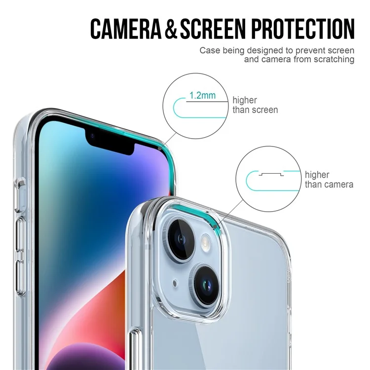 Space Series Clear Case para iPhone 15, Capa de Telefone Anti-amarelecimento de Grau Militar TPU+PC Anti-queda