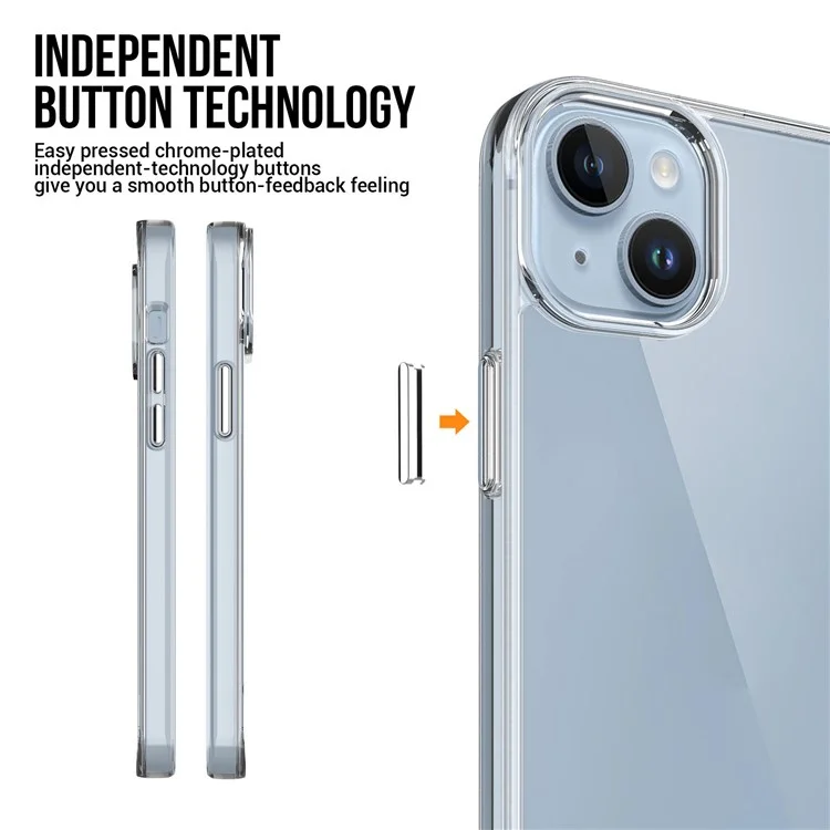 Space Series Clear Case para iPhone 15, Capa de Telefone Anti-amarelecimento de Grau Militar TPU+PC Anti-queda