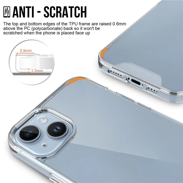 Space Series Clear Case para iPhone 15, Capa de Telefone Anti-amarelecimento de Grau Militar TPU+PC Anti-queda