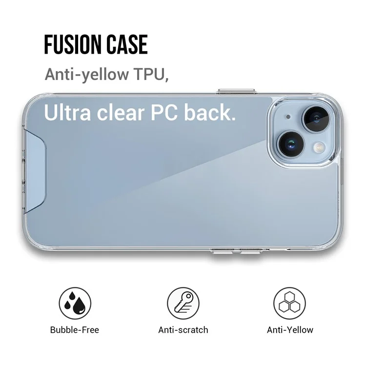 Space Series Clear Case para iPhone 15, Capa de Telefone Anti-amarelecimento de Grau Militar TPU+PC Anti-queda