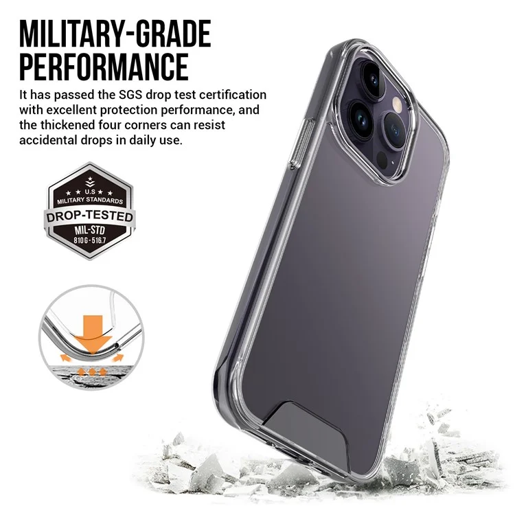 Космическая серия для iPhone 15 Pro Max Anti-yellowing Clear TPU+PC Phone Case Military Grade Drop-proof Cover
