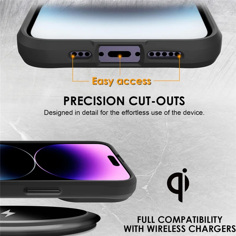 Combat X Mode Series for iPhone 15 Pro Max Four Corner Anti-drop Case TPU + PC Anti-scratch Phone Cover - Black