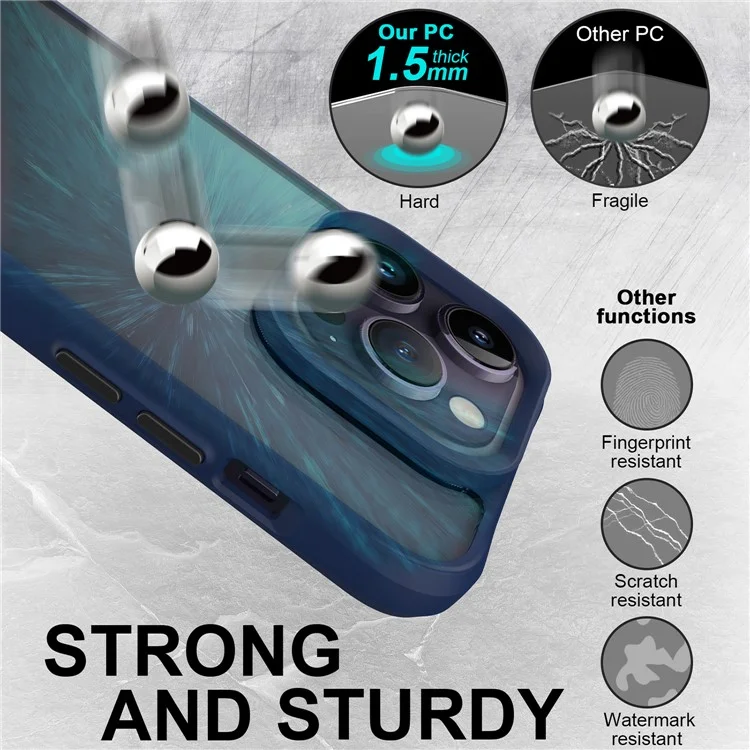 Combat X Mode Series for iPhone 15 Pro Max Four Corner Anti-drop Case TPU + PC Anti-scratch Phone Cover - Blue
