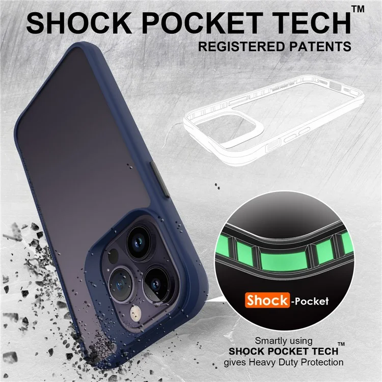 Combat X Mode Series for iPhone 15 Pro Max Four Corner Anti-drop Case TPU + PC Anti-scratch Phone Cover - Blue