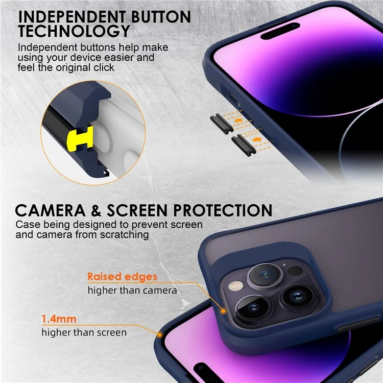 Combat X Mode Series for iPhone 15 Pro Max Four Corner Anti-drop Case TPU + PC Anti-scratch Phone Cover - Blue