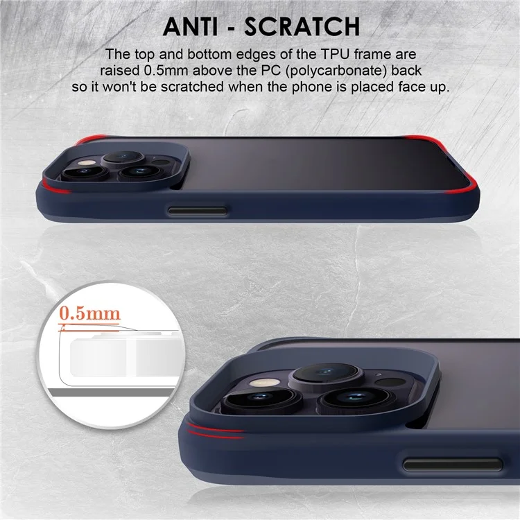 Combat X Mode Series for iPhone 15 Pro Max Four Corner Anti-drop Case TPU + PC Anti-scratch Phone Cover - Blue