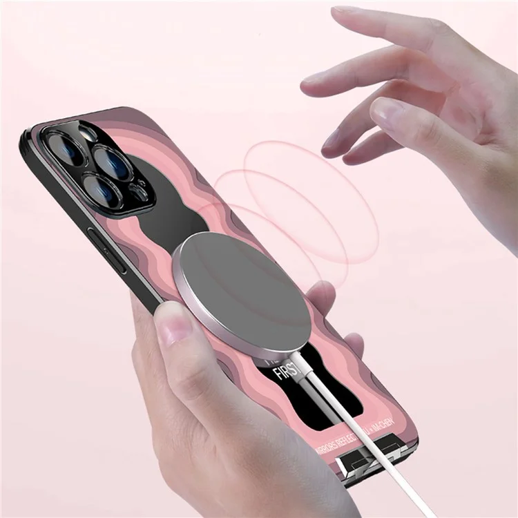IM-CHEN Phone Case for iPhone 14 Pro Max , Inspirational Word Mirror TPU+PC Cover with Pull-out Kickstand - Pink