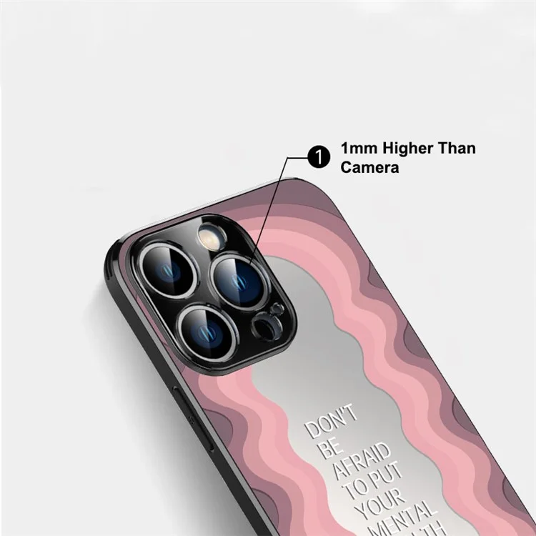 IM-CHEN Phone Case for iPhone 14 Pro Max , Inspirational Word Mirror TPU+PC Cover with Pull-out Kickstand - Pink