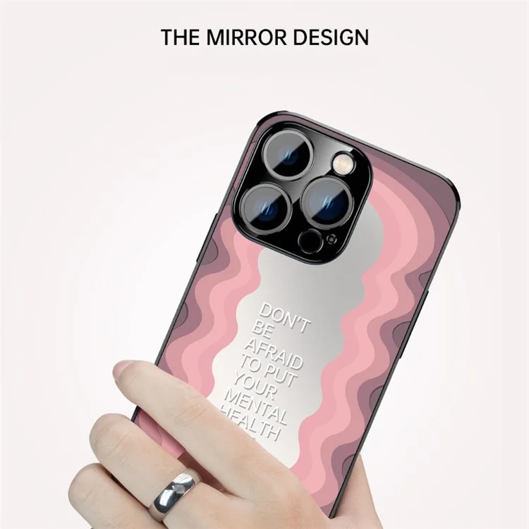 IM-CHEN Phone Case for iPhone 14 Pro Max , Inspirational Word Mirror TPU+PC Cover with Pull-out Kickstand - Pink