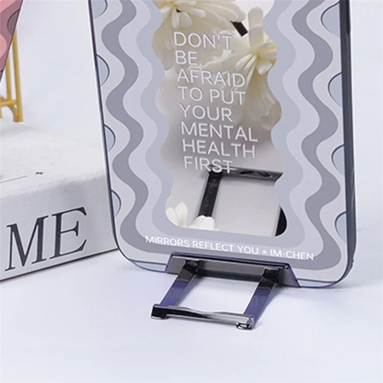 IM-CHEN TPU+PC Shell for iPhone 13 Inspirational Word Mirror Phone Case with Pull-out Kickstand - Pink