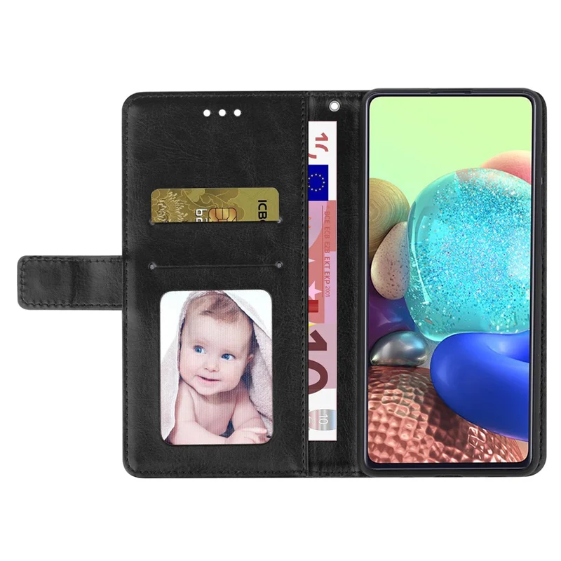 HT01 Y-shaped Line Imprinting Phone Case for iPhone 15 , PU Leather Wallet Stand Anti-drop Cover - Black