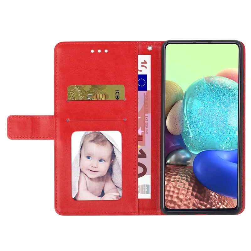 Futerał HT01 na telefon do iPhone'a 15 Plus, futerał skórzany z nadrukiem w kształcie linii Y, z portfelem i podstawką, antywypadkowy - Czerwony