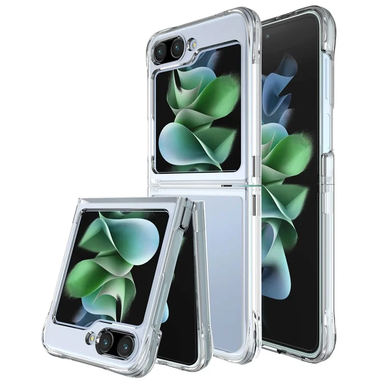 Pour Samsung Galaxy Z Flip5 5G Transparent Phone Case PC+TPU Anti-drop Cover with Electroplating Button