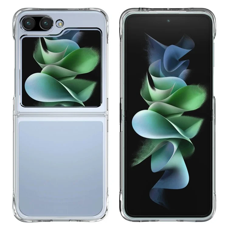 Pour Samsung Galaxy Z Flip5 5G Transparent Phone Case PC+TPU Anti-drop Cover with Electroplating Button