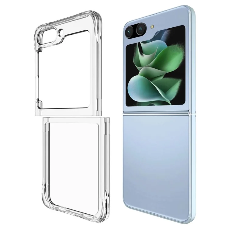 Pour Samsung Galaxy Z Flip5 5G Transparent Phone Case PC+TPU Anti-drop Cover with Electroplating Button