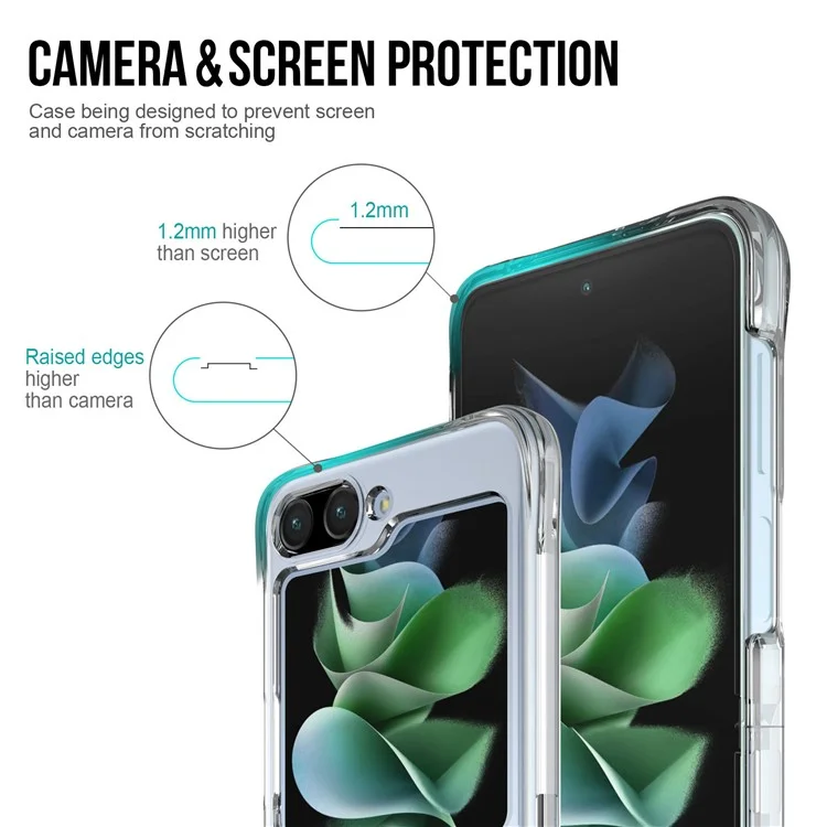 Pour Samsung Galaxy Z Flip5 5G Transparent Phone Case PC+TPU Anti-drop Cover with Electroplating Button