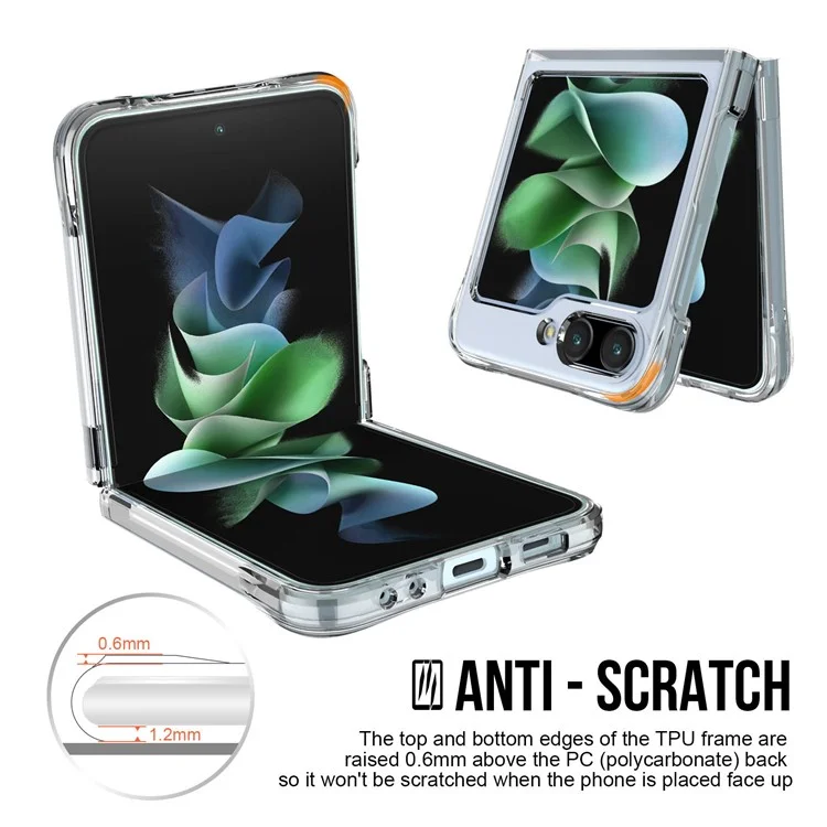 Pour Samsung Galaxy Z Flip5 5G Transparent Phone Case PC+TPU Anti-drop Cover with Electroplating Button