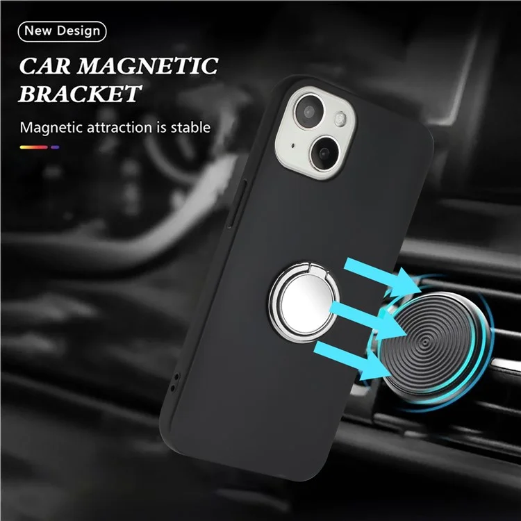 Coque de protection pour iPhone 15 Smartphone Miroir-comme Anneau Support de téléphone Shell Mat Coque TPU - Argent
