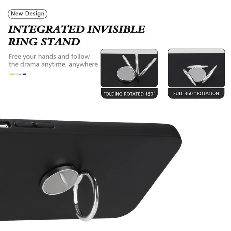 Shockproof Phone Case for iPhone 15 Pro Max , Flexible TPU Shell Mirror-like Ring Kickstand Matte Phone Shell - Silver