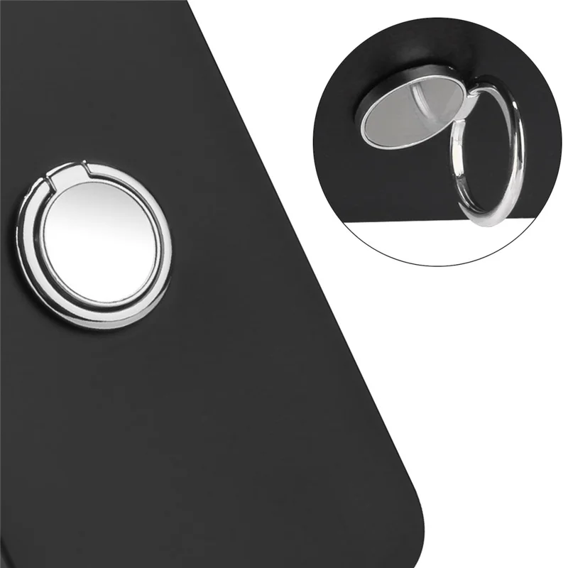 Shockproof Phone Case for iPhone 15 Pro Max , Flexible TPU Shell Mirror-like Ring Kickstand Matte Phone Shell - Silver