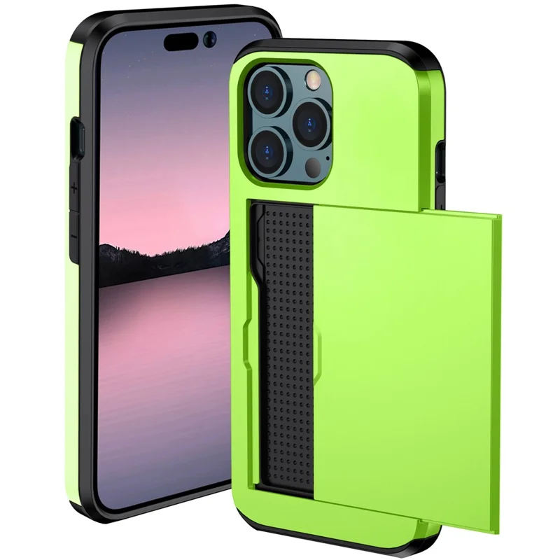 Слайд-чехол для телефона для iPhone 15 Pro, двухслойный защитный чехол из TPU + PC - зеленый