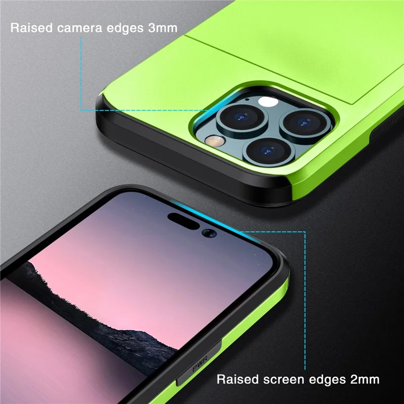 Слайд-чехол для телефона для iPhone 15 Pro, двухслойный защитный чехол из TPU + PC - зеленый