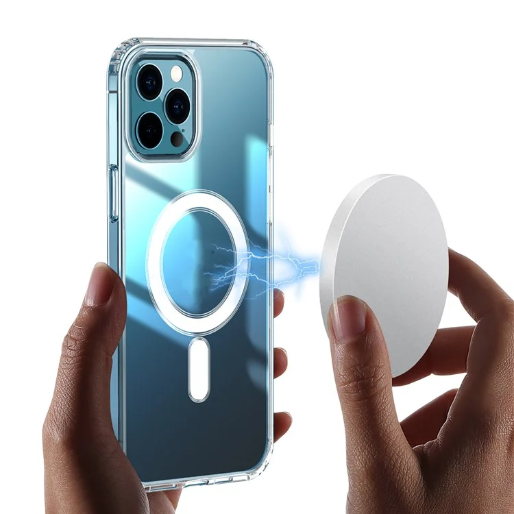 For iPhone 15 Pro Max Mobile Phone Case Clear Design Magnetic Ring Acrylic+TPU Phone Shell Cover Compatible with MagSafe