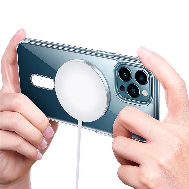 For iPhone 15 Pro Max Mobile Phone Case Clear Design Magnetic Ring Acrylic+TPU Phone Shell Cover Compatible with MagSafe