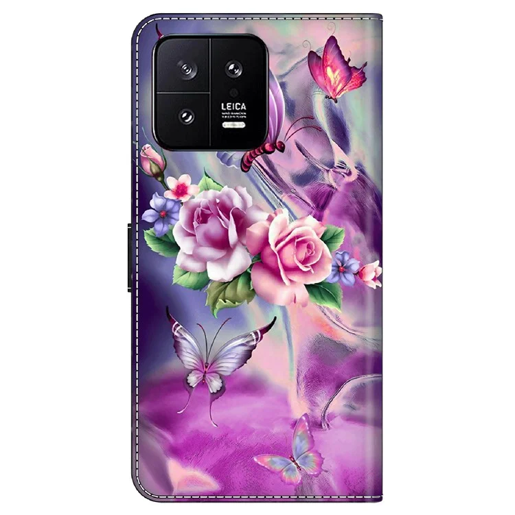 Per Xiaomi 13 3D Pattern Printing Wallet Case PU Leather Stand Flip Protective Phone Cover - Farfalle / Fiori