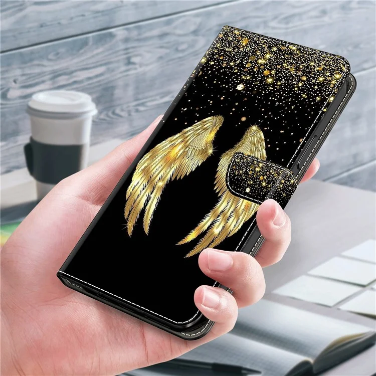 Чехол для Xiaomi 13 Lite / Civi 2 5G из искусственной кожи с 3D-принтом, откидной, с бумажником - Золотое крыло