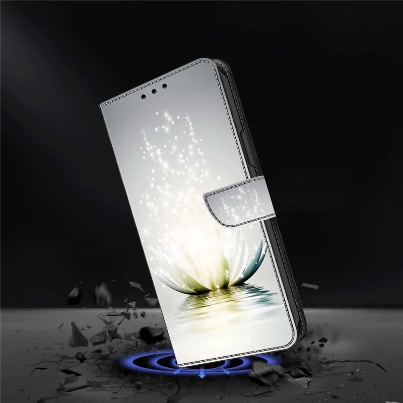 For Google Pixel 7 Pro 5G PU Leather Stand Cover 3D Pattern Printed Flip Wallet Phone Case - Lotus