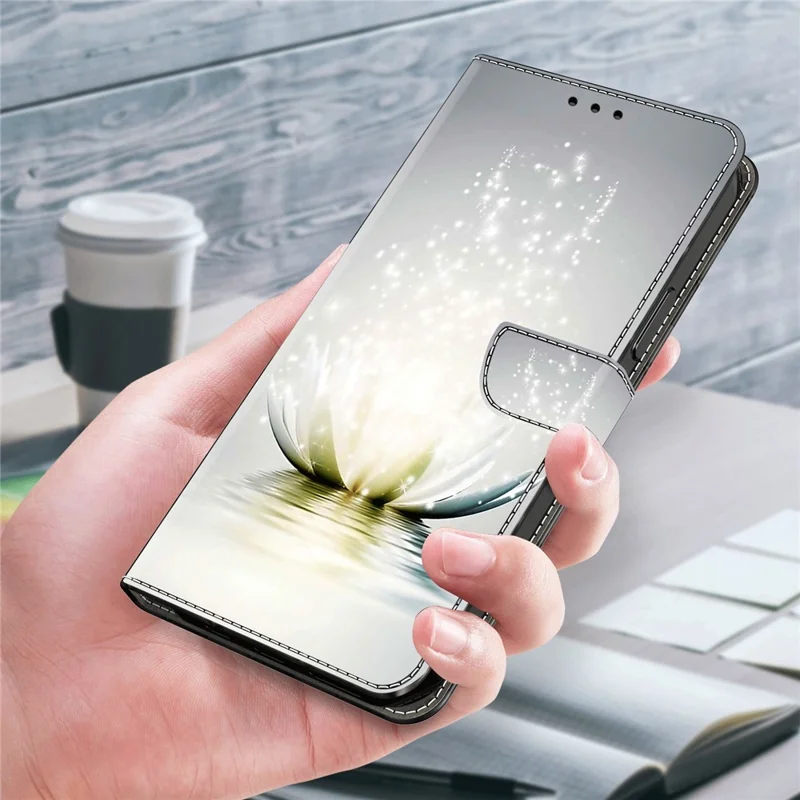 For Google Pixel 7 Pro 5G PU Leather Stand Cover 3D Pattern Printed Flip Wallet Phone Case - Lotus