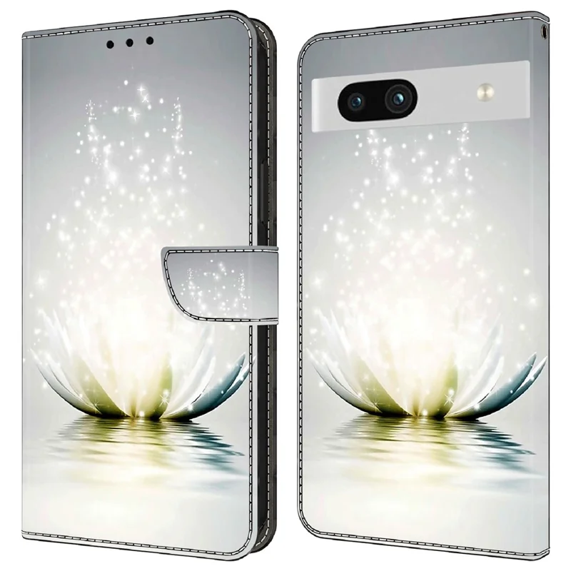 For Google Pixel 7a 3D Pattern Printing Leather Phone Case Stand Wallet Folio Cover - Lotus