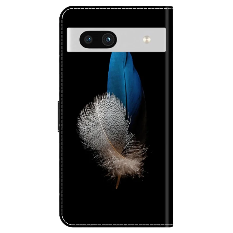 For Google Pixel 7a 3D Pattern Printing Leather Phone Case Stand Wallet Folio Cover - Two Feathers