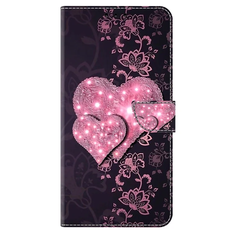 Wallet Case for Samsung Galaxy A54 5G , PU Leather 3D Pattern Printed Stand Protective Phone Cover - Lace Hearts