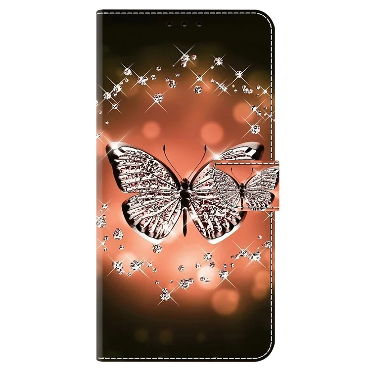 For Google Pixel 6 Wallet Case 3D Pattern Printed PU Leather Stand Feature Flip Cover - Crystal Butterfly