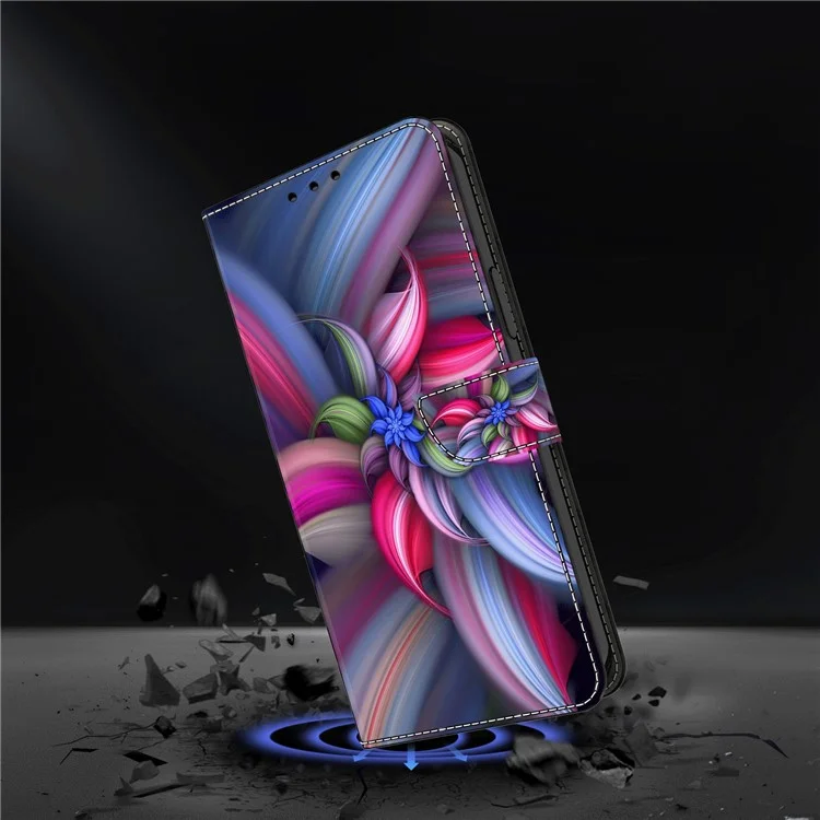 For Google Pixel 6a PU Leather Case 3D Pattern Printing Stand Flip Wallet Phone Cover - Colorful Flowers